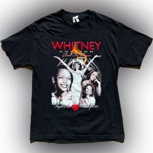 Mens Whitney Houston rip rest in peace memorial tee shirt aop allover print vtg